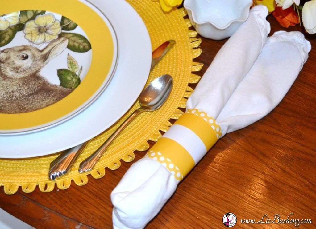 Floppy Bunny Ear Napkin with scrap-booking paper napkin ring