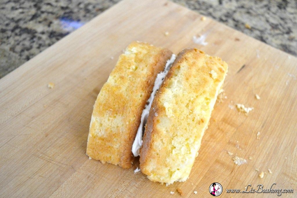 Easter Bunny Cake-frosting halves-www.lizbushong.com