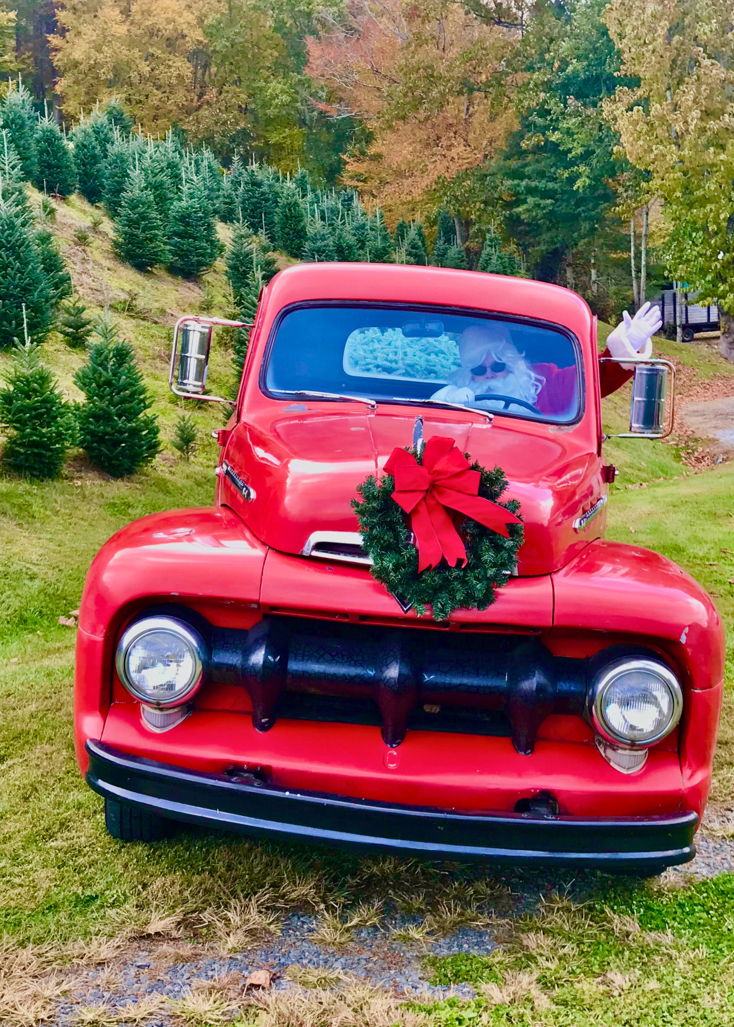 Red Truck with Santa, Stirring up food gifts for Christmas lizbushong.com
