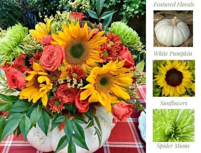 Florals-pumpkin centerpiece lizbushong.com