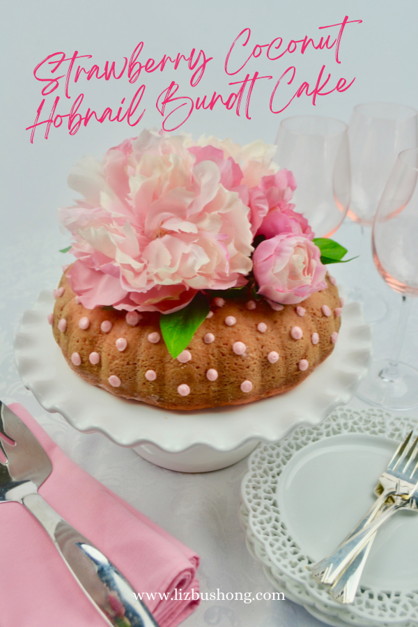Strawberry Coconut Hobnail bundt cake recipe lizbushong.com