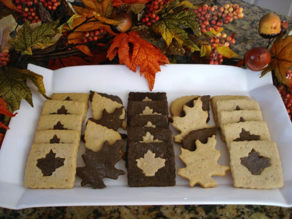 Tray of Autumn Leaf Two toned Cookies  lizbushong.com