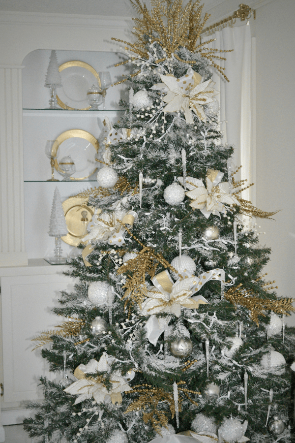 Gold white diningroom Decor lizbushong.com-tree