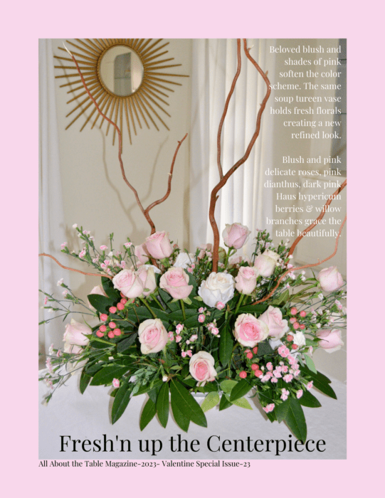 Valentine issue 2023All about the table magazine preview blush centerpiece lizbushong.com