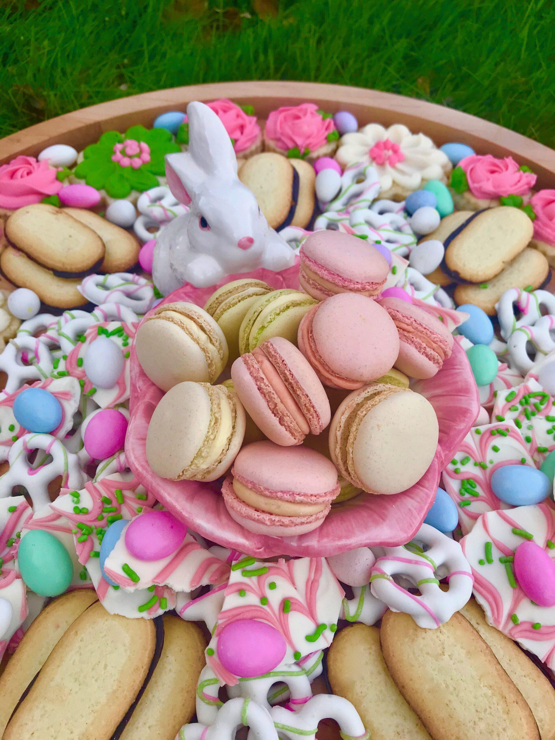 Easter Cookie Candy board Bunny macrons lizbushong.com