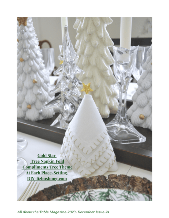 All About the Table Preview shop page- Gold star napkin fold lizbushong.com