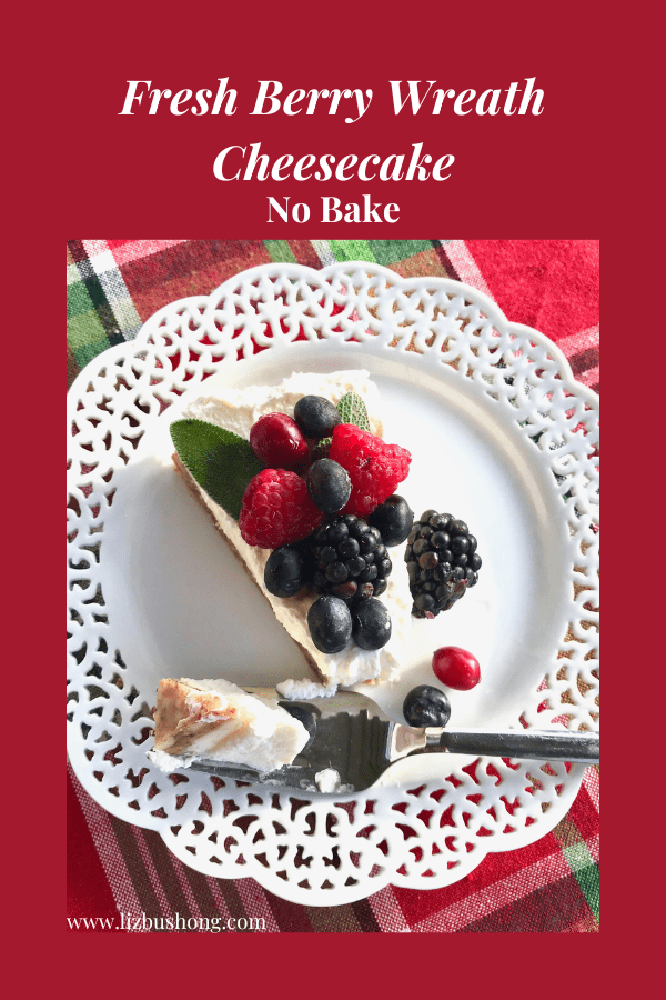 Serving berry wreath cheesecake slices lizbushong.com