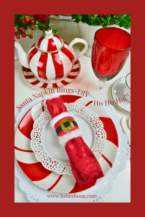 How to make Santa Napkin Rings for Christmas placesettings lizbushong.com