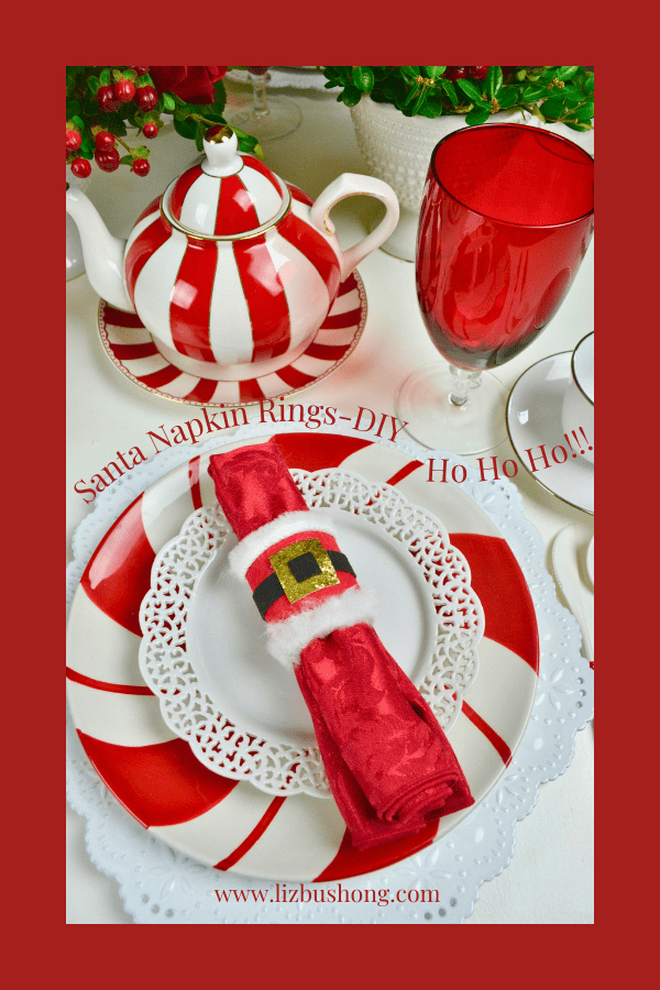 How to make Santa Napkin Rings for Christmas placesettings lizbushong.com