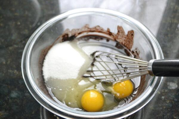 Mixing Chocolate cupcake batter for cupcakes lizbushong.com