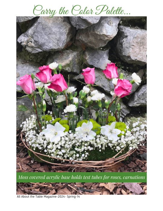 Preview page-All about the table spring issue 2024-test tube centerpiece stone wall