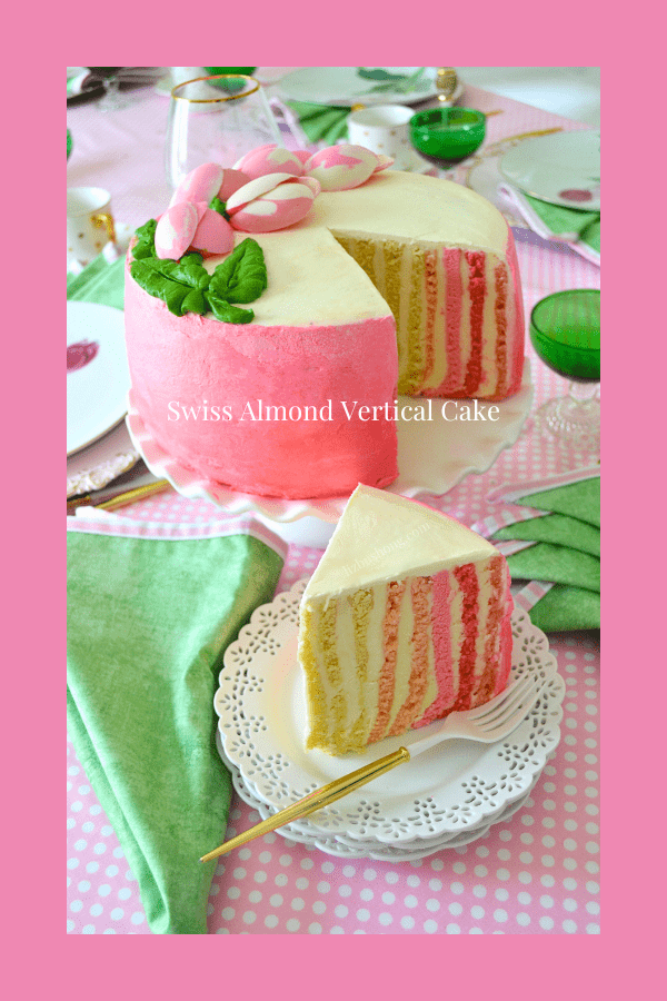 How to make a Swiss Almond Pink Vertical Cake lizbushong.com