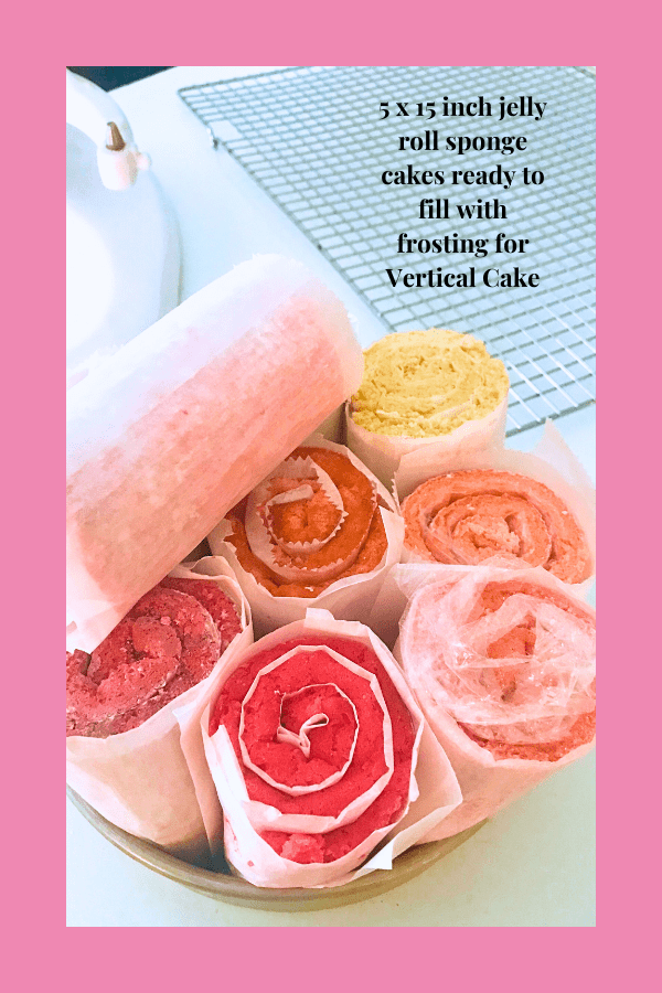 How to make a Swiss Almond Pink Vertical Cake sponge cakes ready to frost lizbushong.com