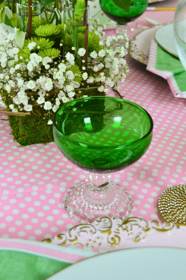 Shades of green Sherbet dessert dish for pink tablecape lizbushong.com