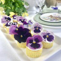 Mini Lemon Pansy Cakes lizbushong.com