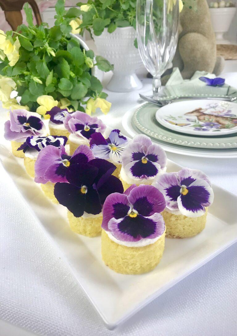 Mini Lemon Pansy Cakes lizbushong.com