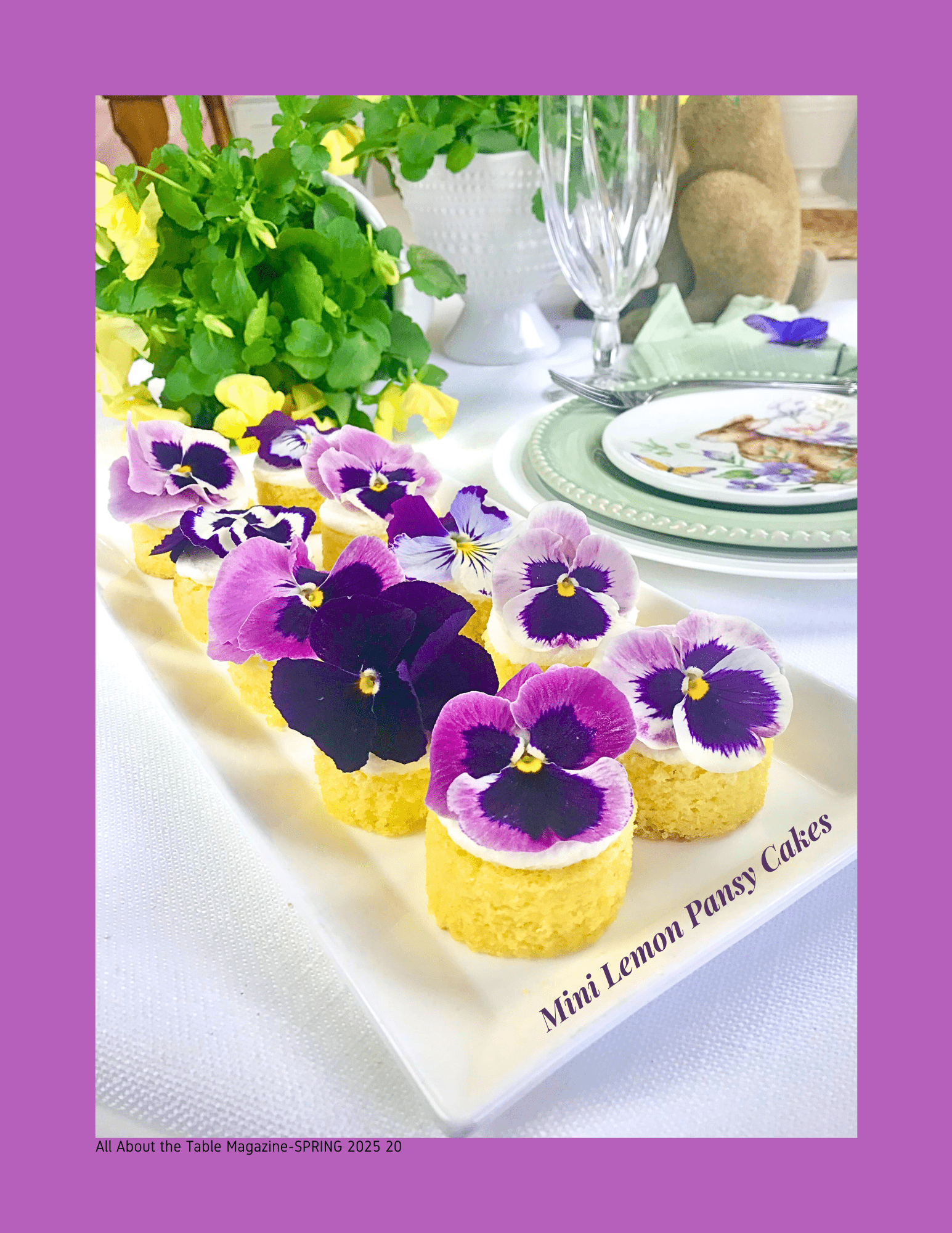 Mini lemon cakes with edible pansies lizbushong.com