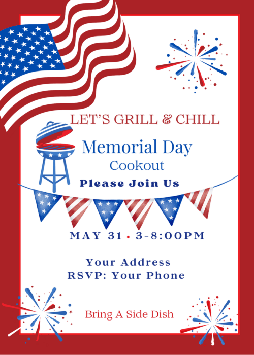 Memorial Day or 4th of July Personalized Invitation