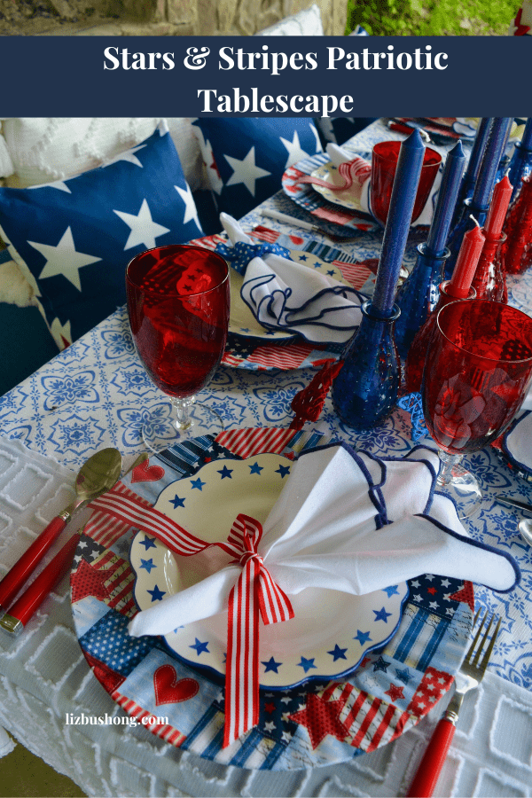 Patriotic Red, White & Blue Tablescape lizbushong.com