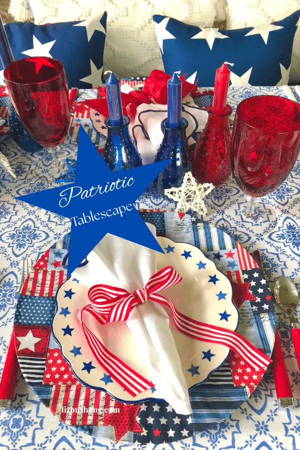 Patriotic Red, White & Blue Tablescape lizbushong.com
