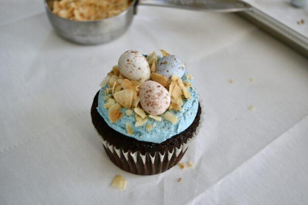 How to pipe blue buttercream for bird nest cupcakes lizbushong.com