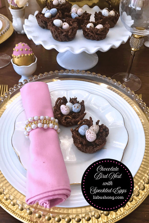 How to make Chocolate Bird Nest with Speckled Eggs for Easter lizbushong.com
